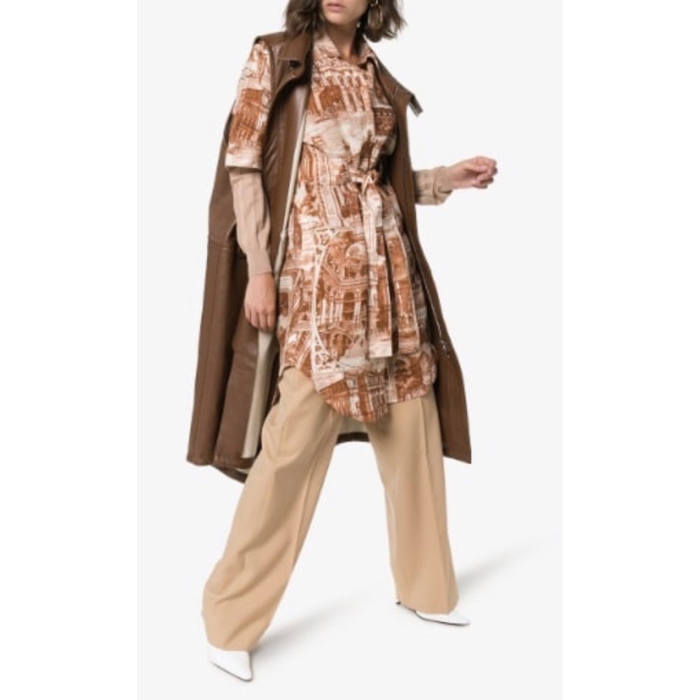 Acne Studio Linen Print Buttoned Shirt Dress M